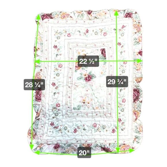 Victorian Floral Quilted Padded Greenland Home Floral pillowcase Pillow Sham - Picture 7 of 7